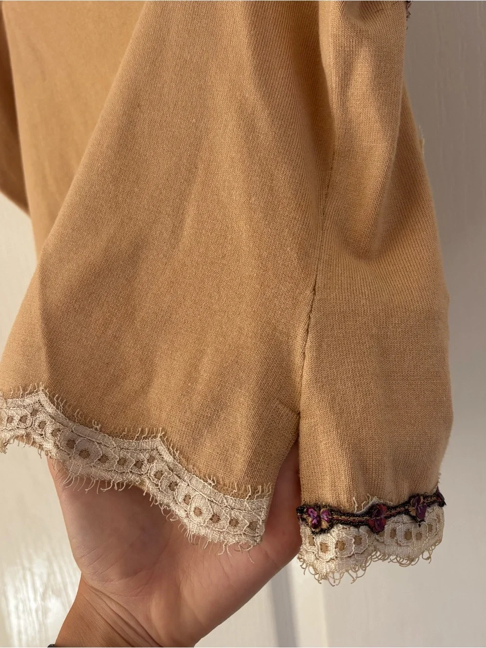 Vintage Alberto Makali Beige Lace Appliqué Camisole with Beading and Sequins - Picture 7 of 8